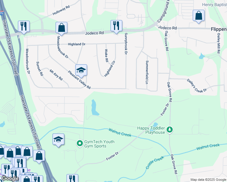 map of restaurants, bars, coffee shops, grocery stores, and more near 340 Pleasant Valley Road in McDonough