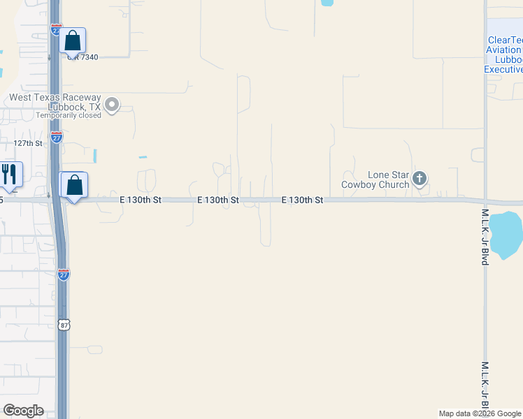 map of restaurants, bars, coffee shops, grocery stores, and more near 602 Farm to Market Road 1585 in Lubbock