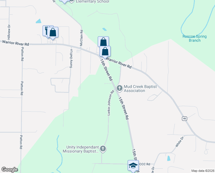 map of restaurants, bars, coffee shops, grocery stores, and more near 9712 15th Street Road in Bessemer