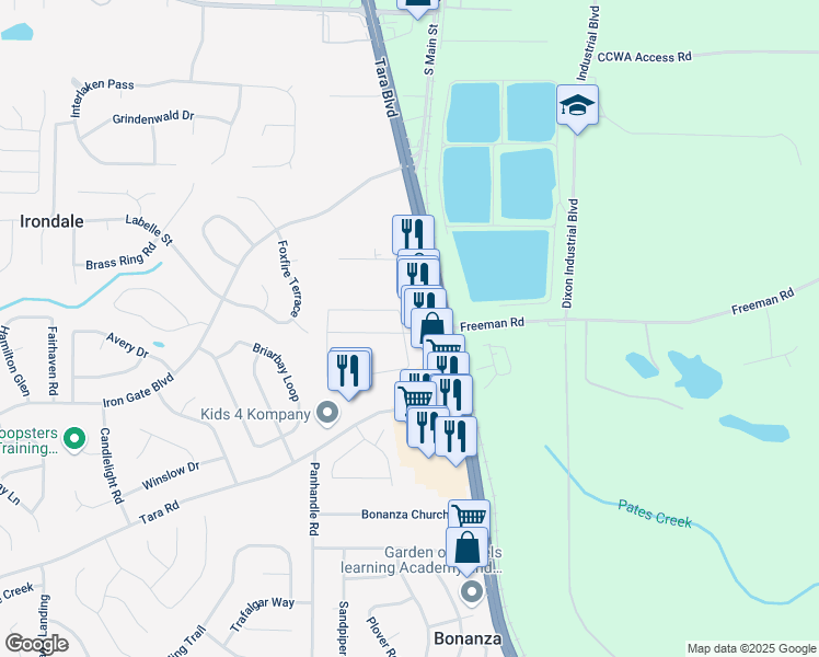 map of restaurants, bars, coffee shops, grocery stores, and more near 1702 Old Dogwood in Jonesboro