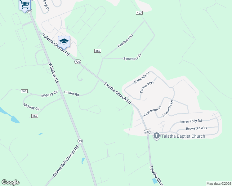 map of restaurants, bars, coffee shops, grocery stores, and more near 266 Talatha Church Road in Aiken