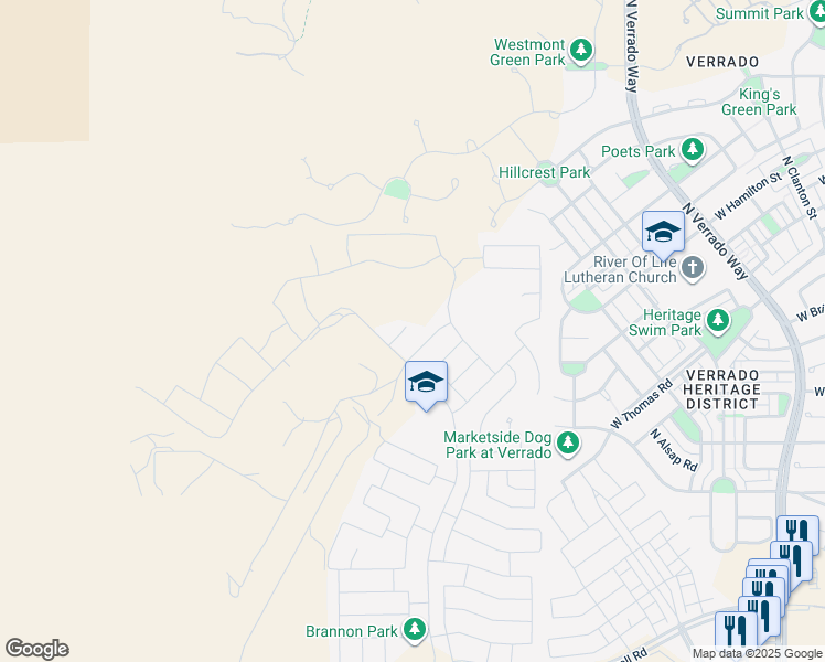 map of restaurants, bars, coffee shops, grocery stores, and more near 21267 West Yale Street in Buckeye