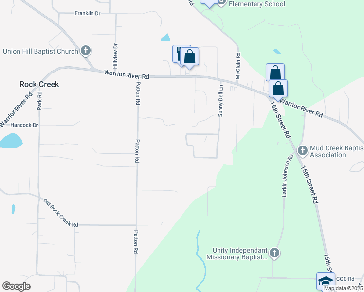 map of restaurants, bars, coffee shops, grocery stores, and more near 6801 Sunny Dell Drive in Bessemer