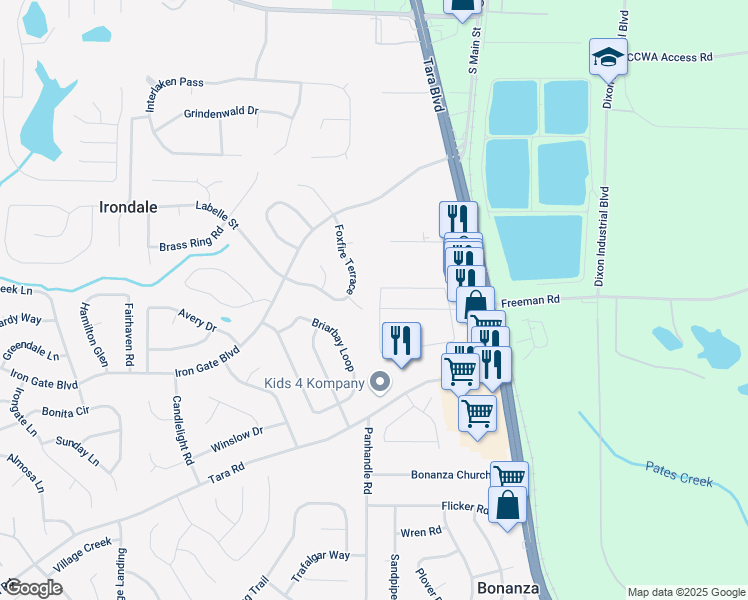 map of restaurants, bars, coffee shops, grocery stores, and more near 1892 Old Dogwood in Jonesboro