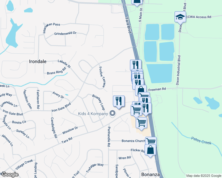 map of restaurants, bars, coffee shops, grocery stores, and more near 1892 Old Dogwood in Jonesboro