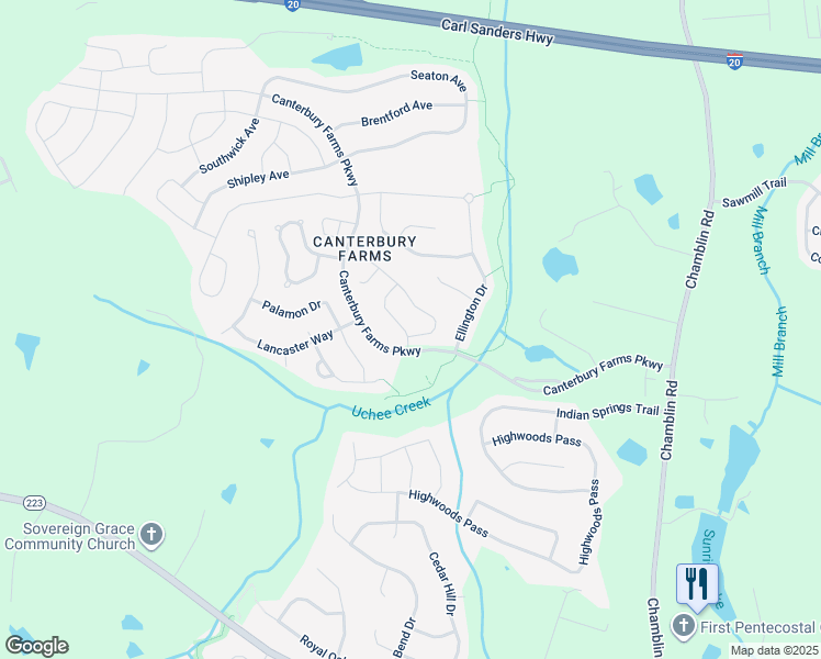 map of restaurants, bars, coffee shops, grocery stores, and more near 1904 Kenlock Drive in Grovetown