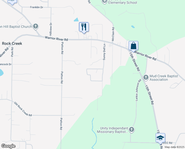 map of restaurants, bars, coffee shops, grocery stores, and more near 6856 Sunny Dell Drive in Bessemer