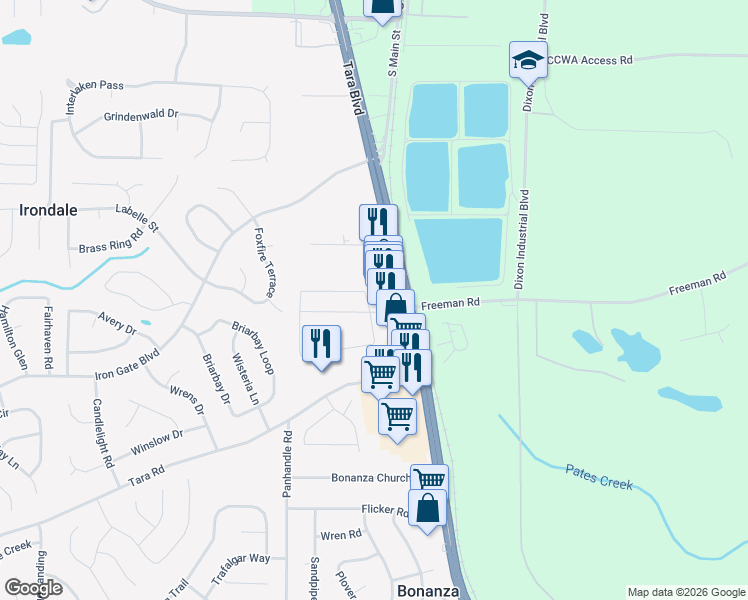 map of restaurants, bars, coffee shops, grocery stores, and more near 1714 Old Dogwood in Jonesboro