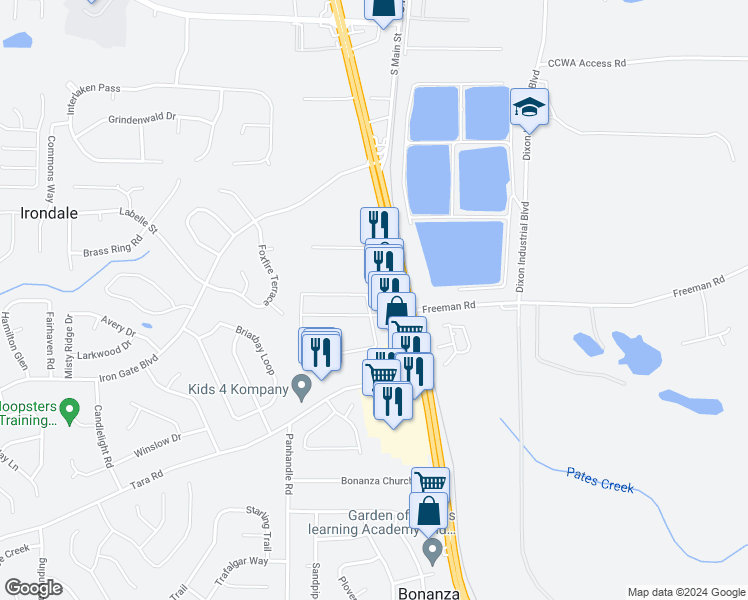 map of restaurants, bars, coffee shops, grocery stores, and more near 1688 Old Dogwood in Jonesboro