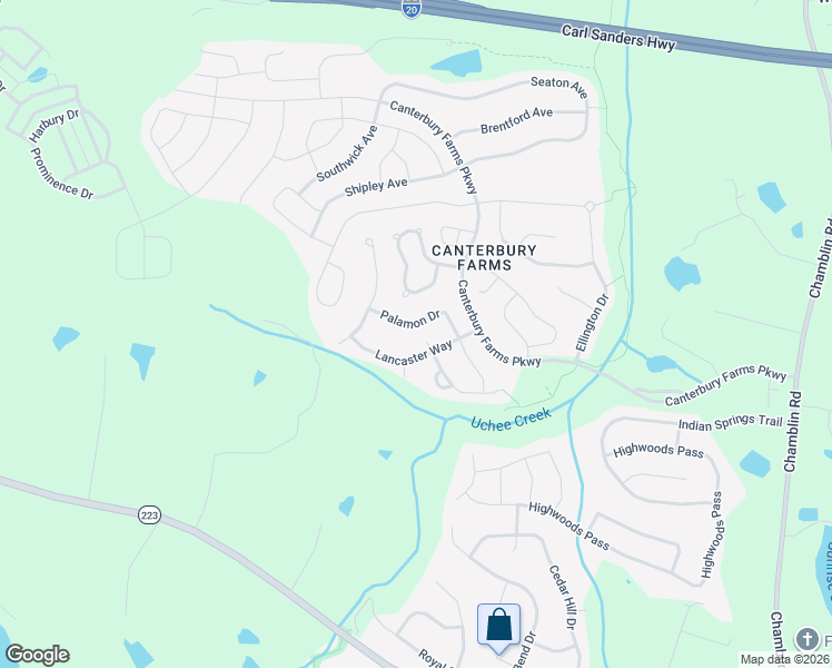 map of restaurants, bars, coffee shops, grocery stores, and more near 273 Palamon Drive in Grovetown