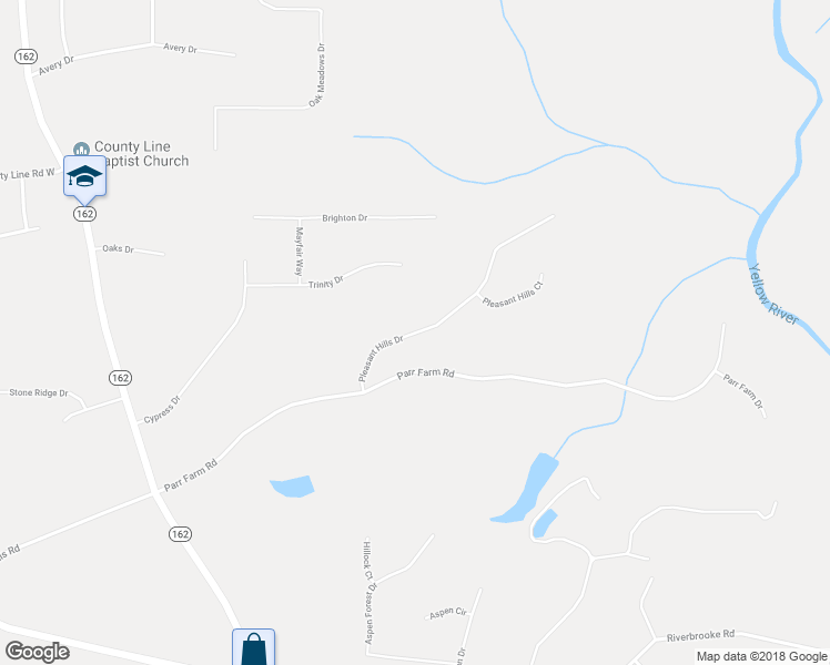 map of restaurants, bars, coffee shops, grocery stores, and more near 111 Pleasant Hills Drive in Covington
