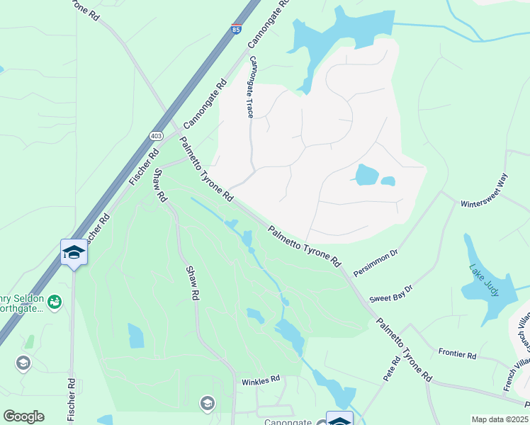map of restaurants, bars, coffee shops, grocery stores, and more near 836 Palmetto Tyrone Road in Sharpsburg
