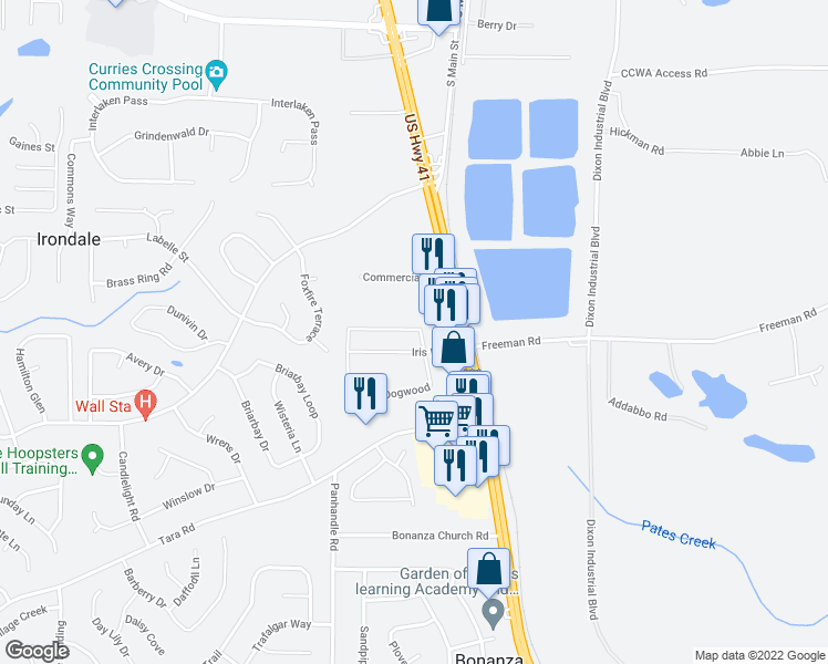 map of restaurants, bars, coffee shops, grocery stores, and more near 1987 Old Dogwood in Jonesboro