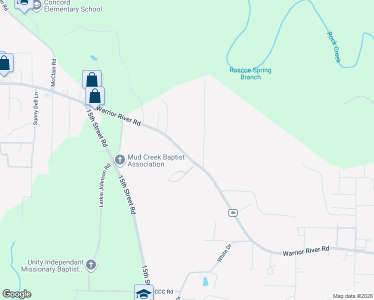 map of restaurants, bars, coffee shops, grocery stores, and more near 6335 Warrior River Road in Bessemer