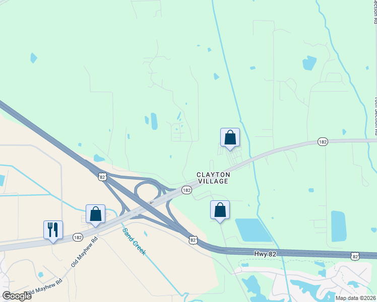 map of restaurants, bars, coffee shops, grocery stores, and more near Sand Creek Road in Starkville
