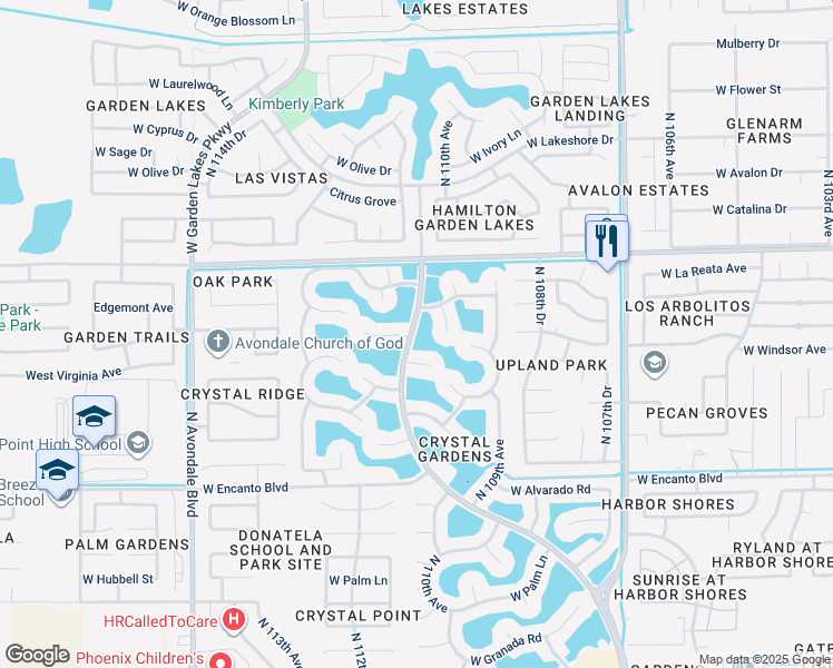 map of restaurants, bars, coffee shops, grocery stores, and more near in Avondale