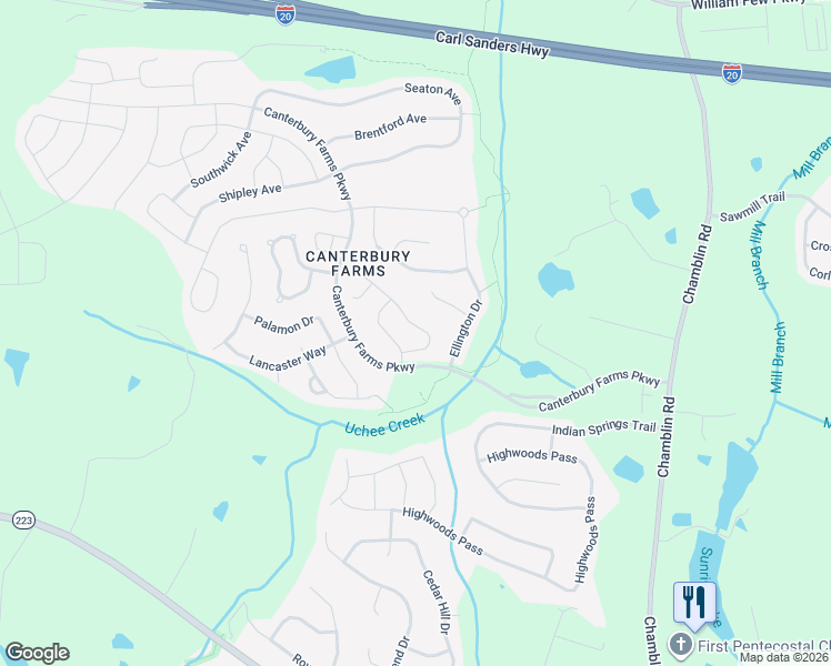 map of restaurants, bars, coffee shops, grocery stores, and more near 1952 Kenlock Drive in Grovetown