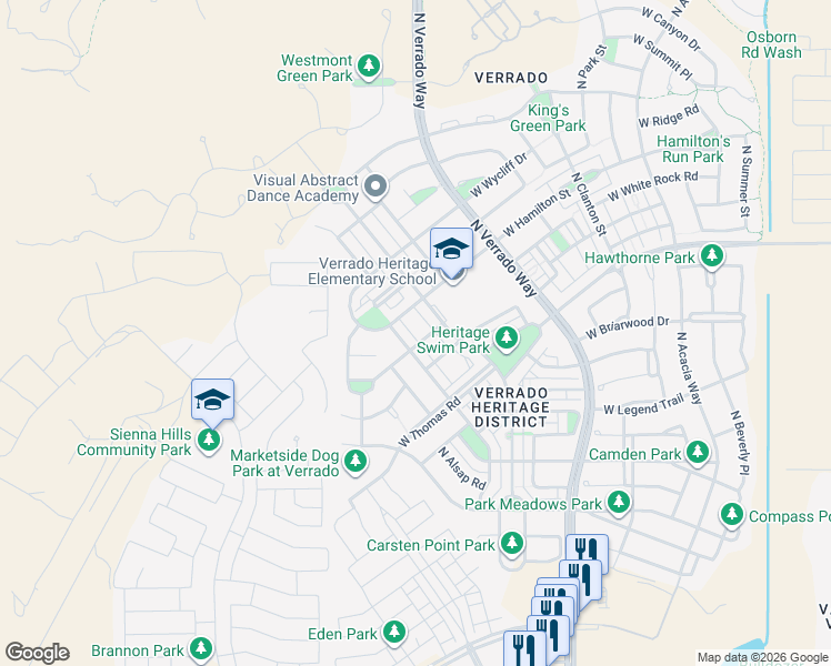map of restaurants, bars, coffee shops, grocery stores, and more near 20957 West Hamilton Street in Buckeye