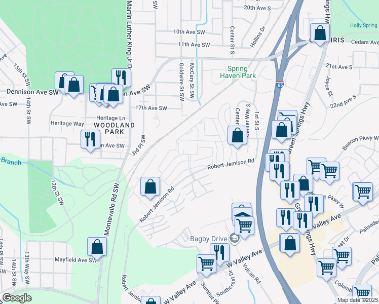 map of restaurants, bars, coffee shops, grocery stores, and more near 700 Aspen Run in Birmingham