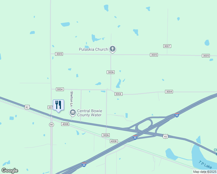 map of restaurants, bars, coffee shops, grocery stores, and more near 2066 County Road 3004 in New Boston