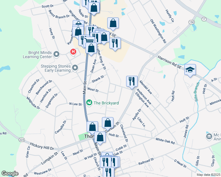 map of restaurants, bars, coffee shops, grocery stores, and more near 644 Ellington Avenue in Thomson