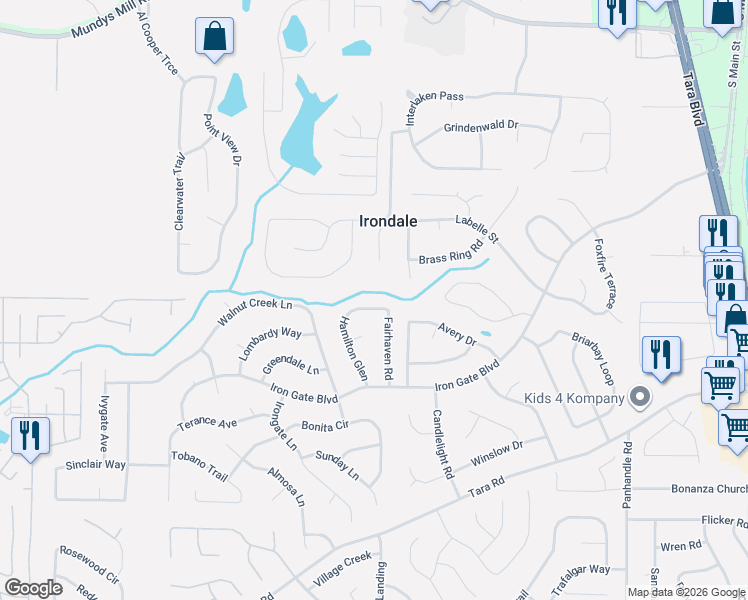 map of restaurants, bars, coffee shops, grocery stores, and more near 10209 Hamilton Glen in Jonesboro