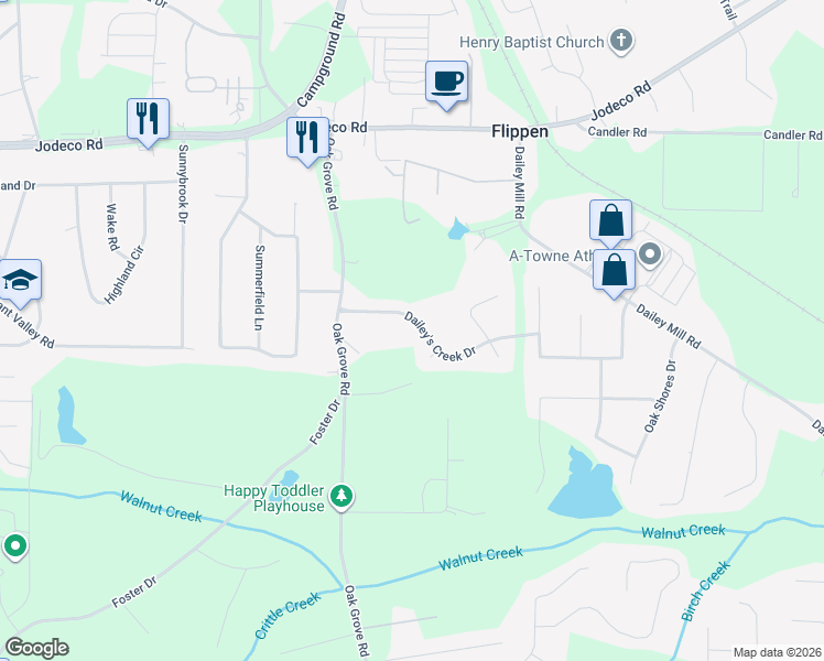 map of restaurants, bars, coffee shops, grocery stores, and more near 754 Dailey's Creek Drive in McDonough
