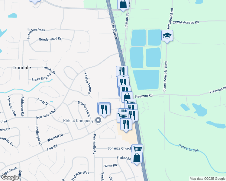 map of restaurants, bars, coffee shops, grocery stores, and more near 1970 Old Dogwood in Jonesboro