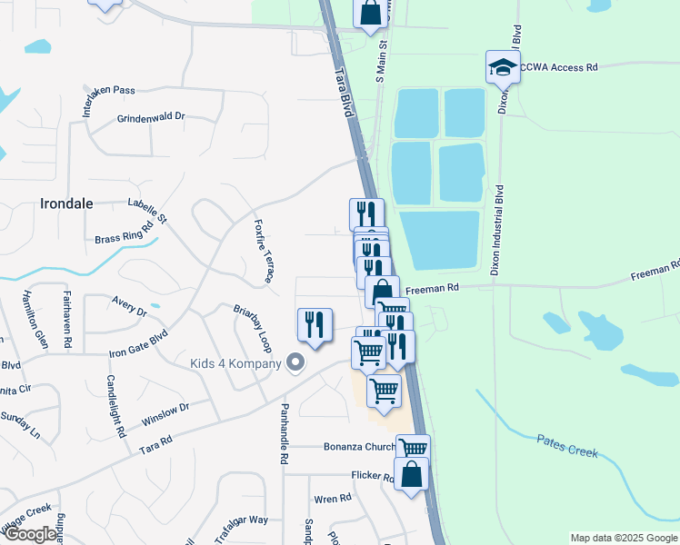 map of restaurants, bars, coffee shops, grocery stores, and more near 1970 Old Dogwood in Jonesboro