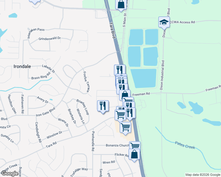 map of restaurants, bars, coffee shops, grocery stores, and more near 1958 Old Dogwood in Jonesboro