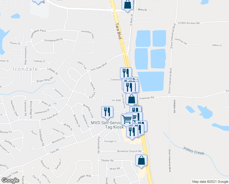 map of restaurants, bars, coffee shops, grocery stores, and more near 1962 Old Dogwood in Jonesboro