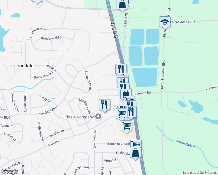 map of restaurants, bars, coffee shops, grocery stores, and more near 1958 Old Dogwood in Jonesboro