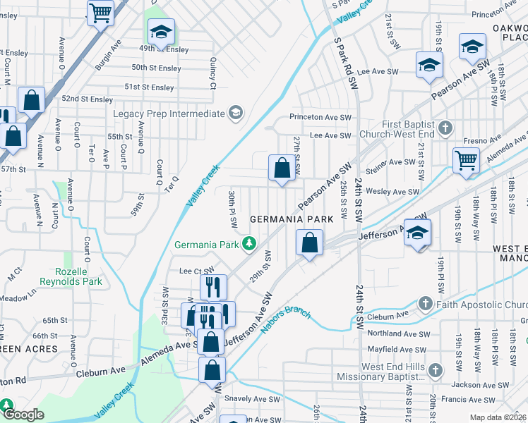 map of restaurants, bars, coffee shops, grocery stores, and more near 728 29th Street Southwest in Birmingham