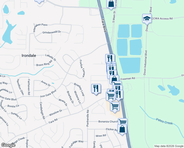 map of restaurants, bars, coffee shops, grocery stores, and more near 1916 Old Dogwood in Jonesboro