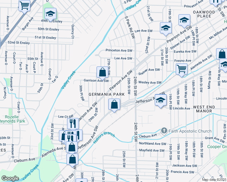 map of restaurants, bars, coffee shops, grocery stores, and more near 809 27th Street Southwest in Birmingham