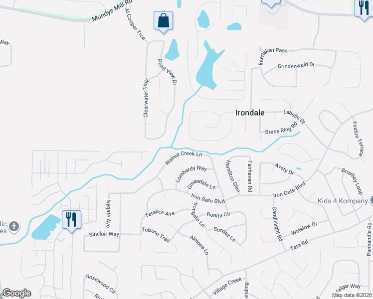 map of restaurants, bars, coffee shops, grocery stores, and more near 1036 Walnut Creek Lane in Jonesboro