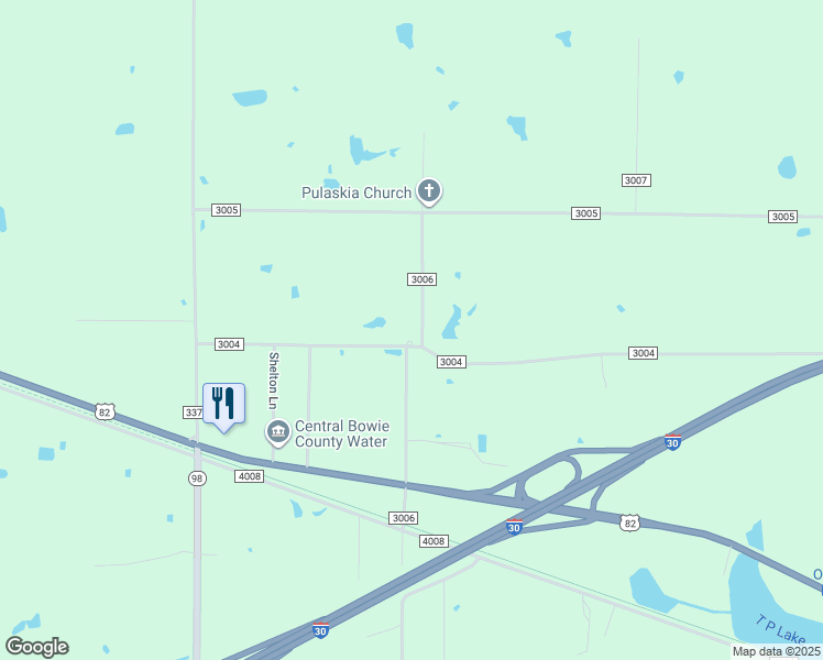 map of restaurants, bars, coffee shops, grocery stores, and more near 2066 County Road 3004 in New Boston
