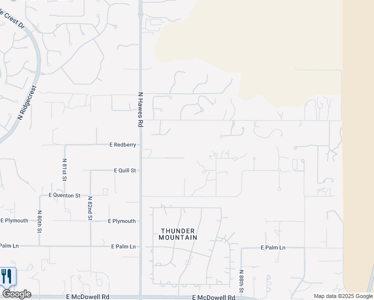 map of restaurants, bars, coffee shops, grocery stores, and more near 3331 North Hawes Road in Mesa