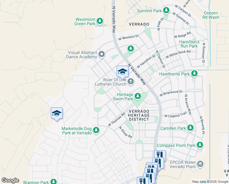 map of restaurants, bars, coffee shops, grocery stores, and more near 20939 West Hamilton Street in Buckeye