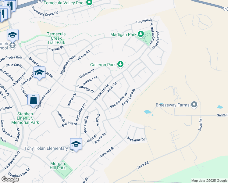 map of restaurants, bars, coffee shops, grocery stores, and more near 44812 Corison Street in Temecula