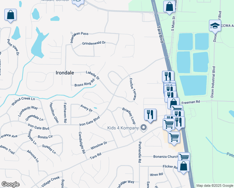 map of restaurants, bars, coffee shops, grocery stores, and more near 1397 Iron Gate Boulevard in Jonesboro