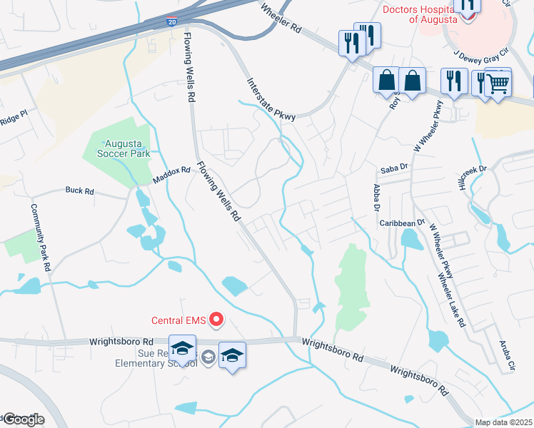map of restaurants, bars, coffee shops, grocery stores, and more near 3201 Helena Springs Avenue in Augusta