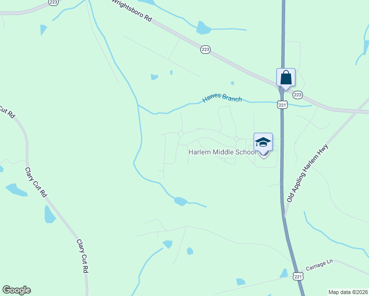 map of restaurants, bars, coffee shops, grocery stores, and more near 1244 Appling Harlem Road in Harlem