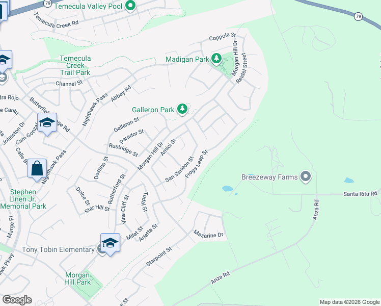 map of restaurants, bars, coffee shops, grocery stores, and more near 34254 San Simeon Street in Temecula