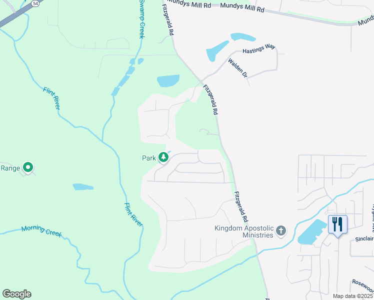 map of restaurants, bars, coffee shops, grocery stores, and more near 10195 Fitzgerald Road in Jonesboro