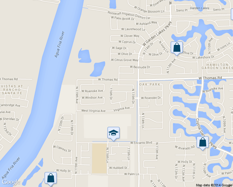map of restaurants, bars, coffee shops, grocery stores, and more near 11605 W Edgemont Ave in Avondale
