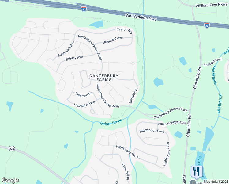 map of restaurants, bars, coffee shops, grocery stores, and more near 1952 Kenlock Drive in Grovetown