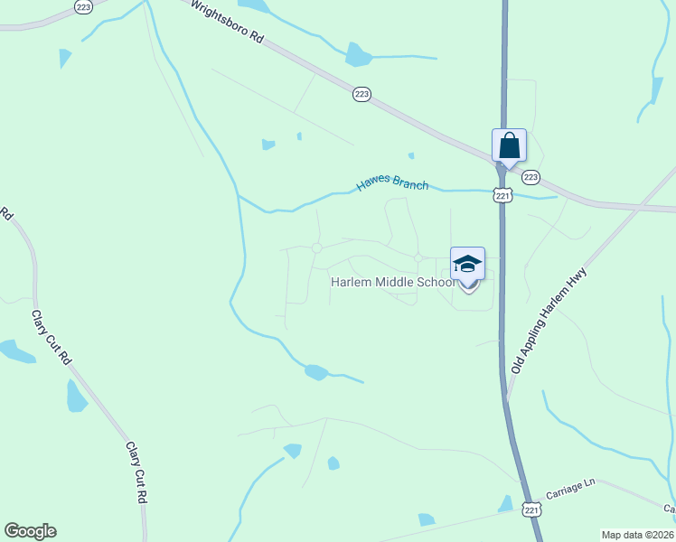 map of restaurants, bars, coffee shops, grocery stores, and more near 1244 Appling Harlem Road in Harlem