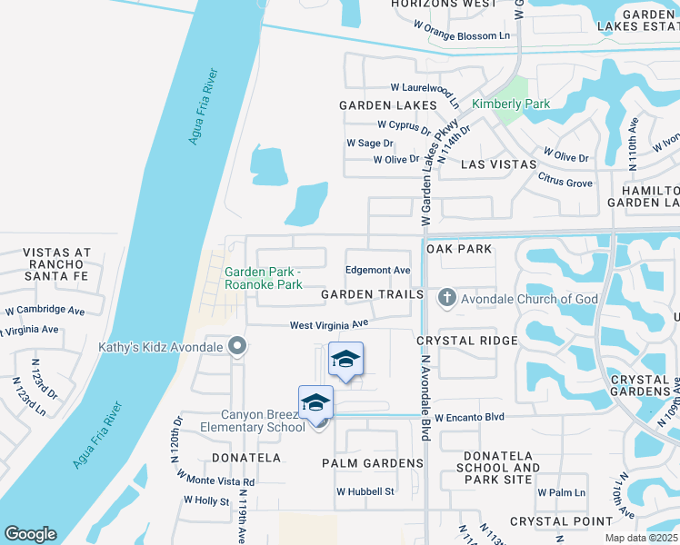 map of restaurants, bars, coffee shops, grocery stores, and more near 2714 North 116th Drive in Avondale