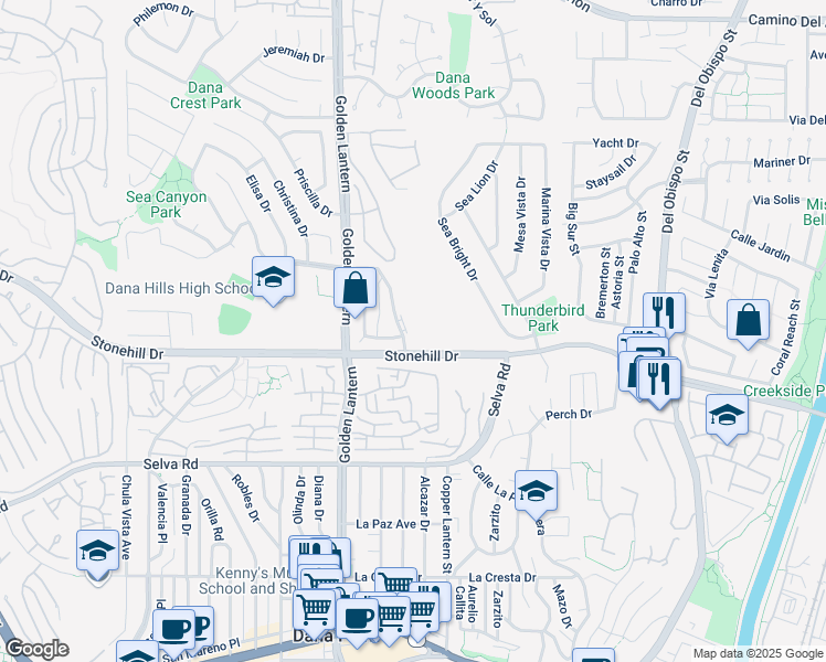 map of restaurants, bars, coffee shops, grocery stores, and more near 33472 Cheltam Way in Dana Point